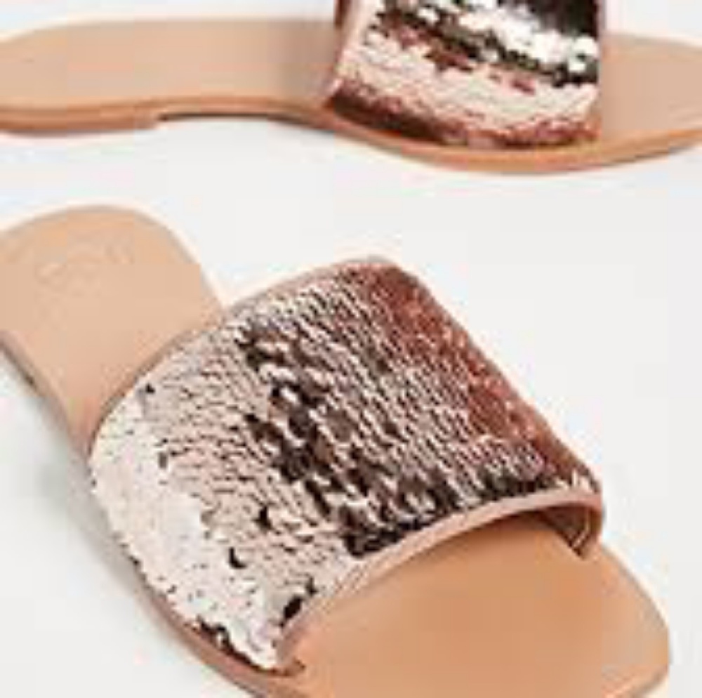 EUC TORY BURCH CARTER SEQUIN SLIDE SANDALS ROSE 11